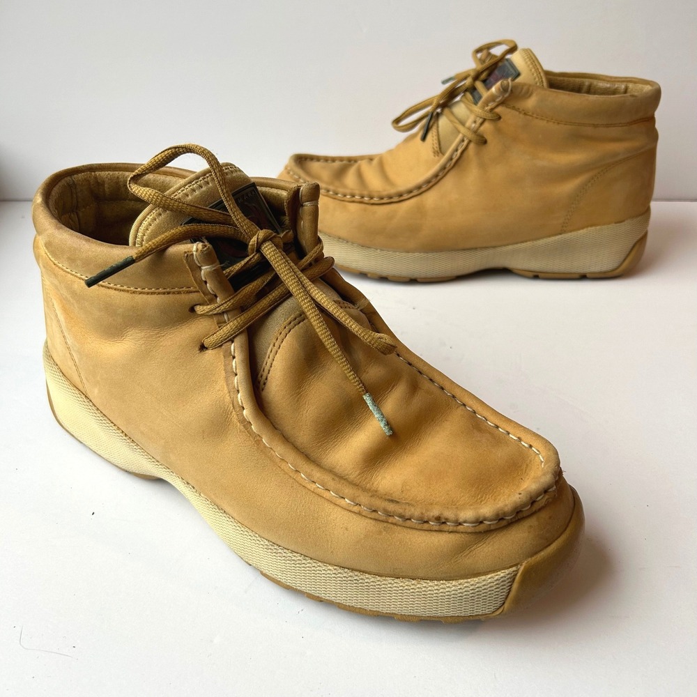 Phat Farm Moc Toe Boots Mens 10.5 Tan Leather Mid Top Chukka Street Work PF0019M
